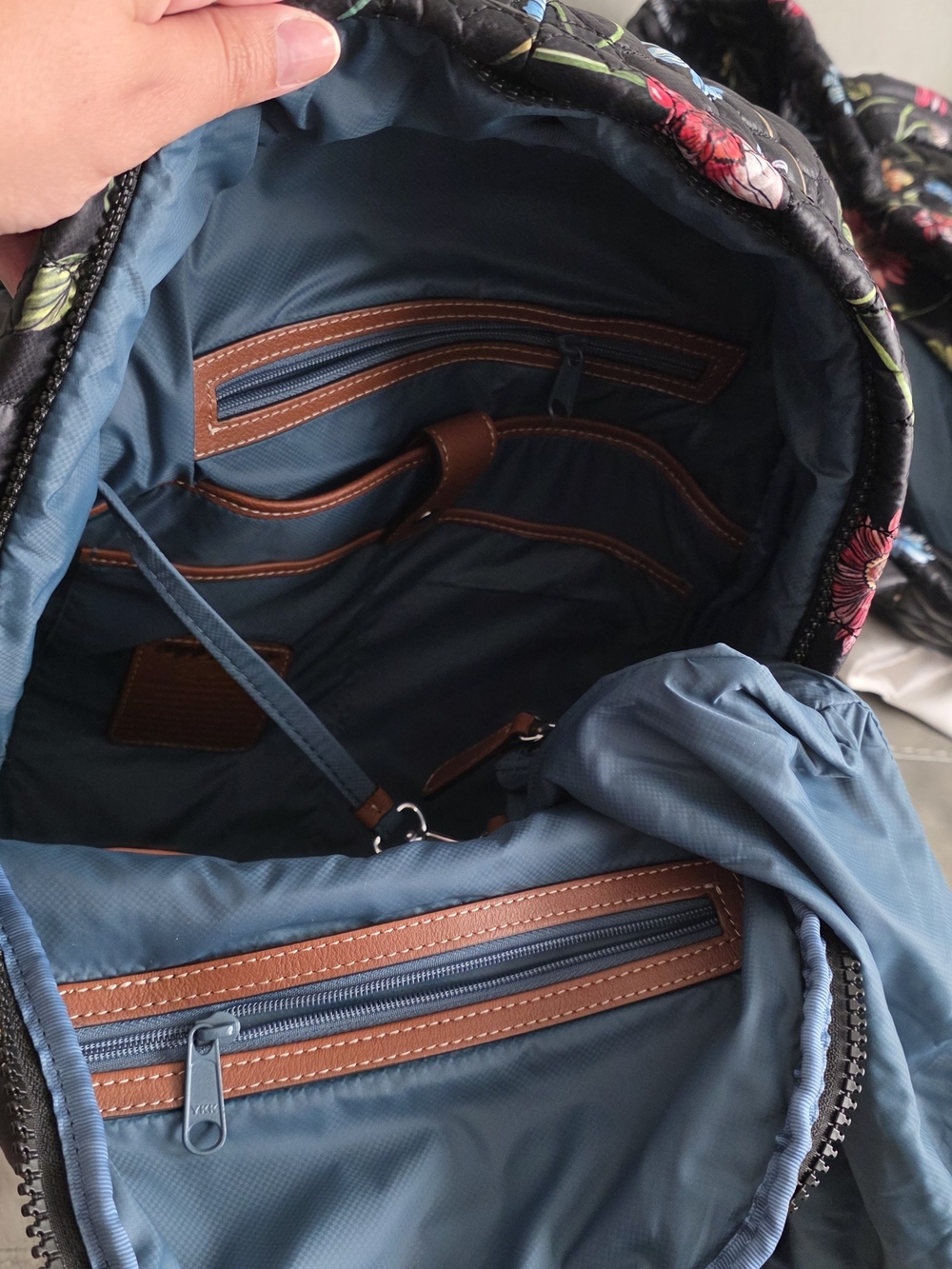 Brighton Quilted Black Floral Large TRAVEL Backpack Leather Trim rv$365 new - Picture 3 of 5
